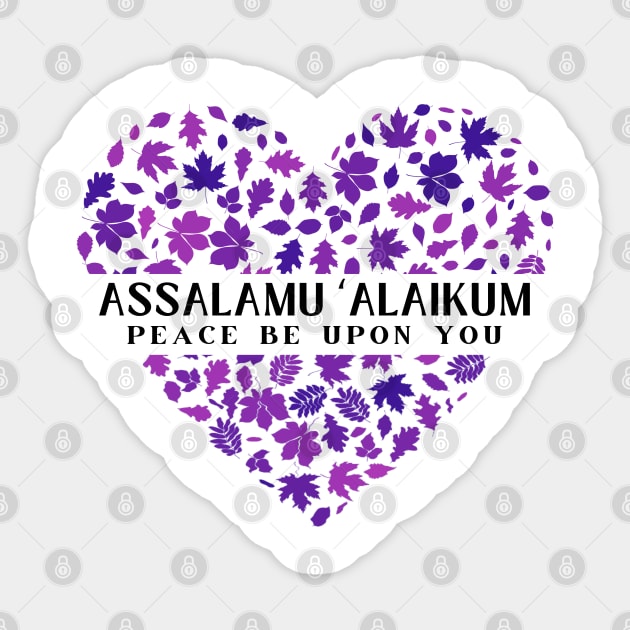 Assalamu 'alaikum  ( Peace be upon you)  flower/ floral heart  Purple Sticker by KIRBY-Z Studio